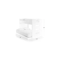 Abridged White Glaze Wood Kids Twin Over Full Bunk Bed with Right Ladder