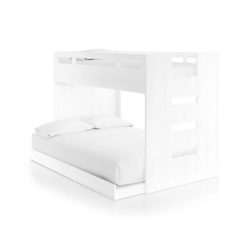 Abridged White Glaze Wood Kids Twin Over Full Bunk Bed with Right Ladder
