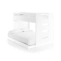 Abridged White Glaze Wood Kids Twin Over Full Bunk Bed with Right Ladder