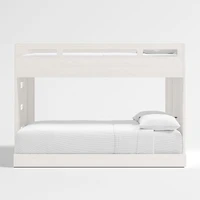Abridged White Glaze Wood Kids Twin Over Full Bunk Bed with Right Ladder