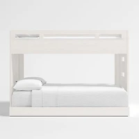 Abridged White Glaze Wood Kids Twin Over Full Bunk Bed with Right Ladder