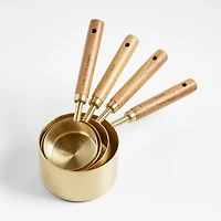 Acacia Wood and Gold Measuring Cups, Set of 4
