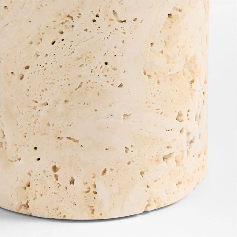 Adamo Travertine Mini Table Lamp with Metal Shade 12.4"