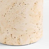 Adamo Travertine Mini Table Lamp with Metal Shade 12.4"