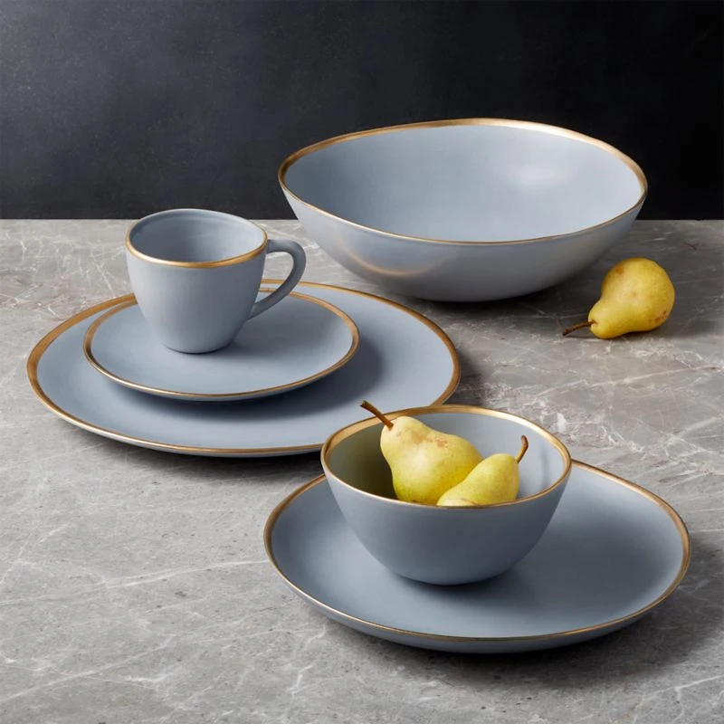 Addison Grey Gold Rim Dinner Plate