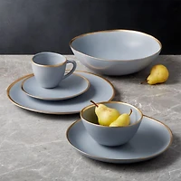 Addison Grey Gold Rim Dinner Plate