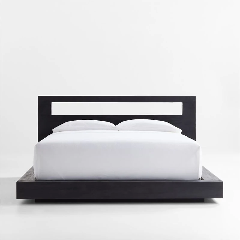 Adia Black Wood Platform Queen Bed by Leanne Ford