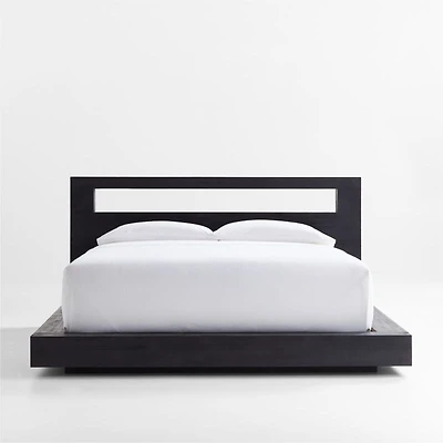 Adia Black Wood Platform Queen Bed by Leanne Ford