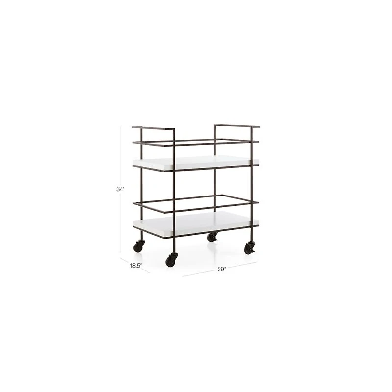 Adina Black Cart with White Concrete Shelves