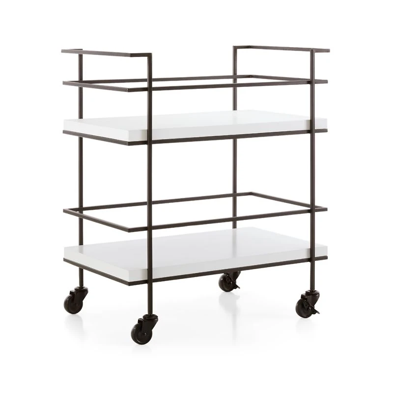 Adina Black Cart with White Concrete Shelves