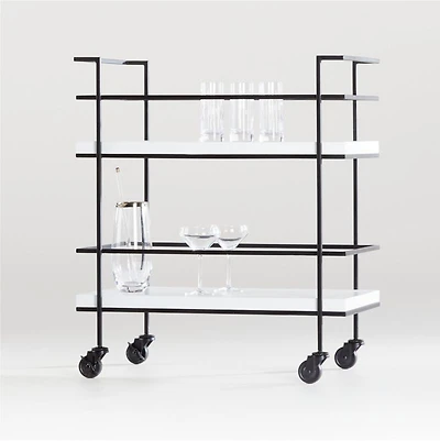 Adina Black Cart with White Concrete Shelves
