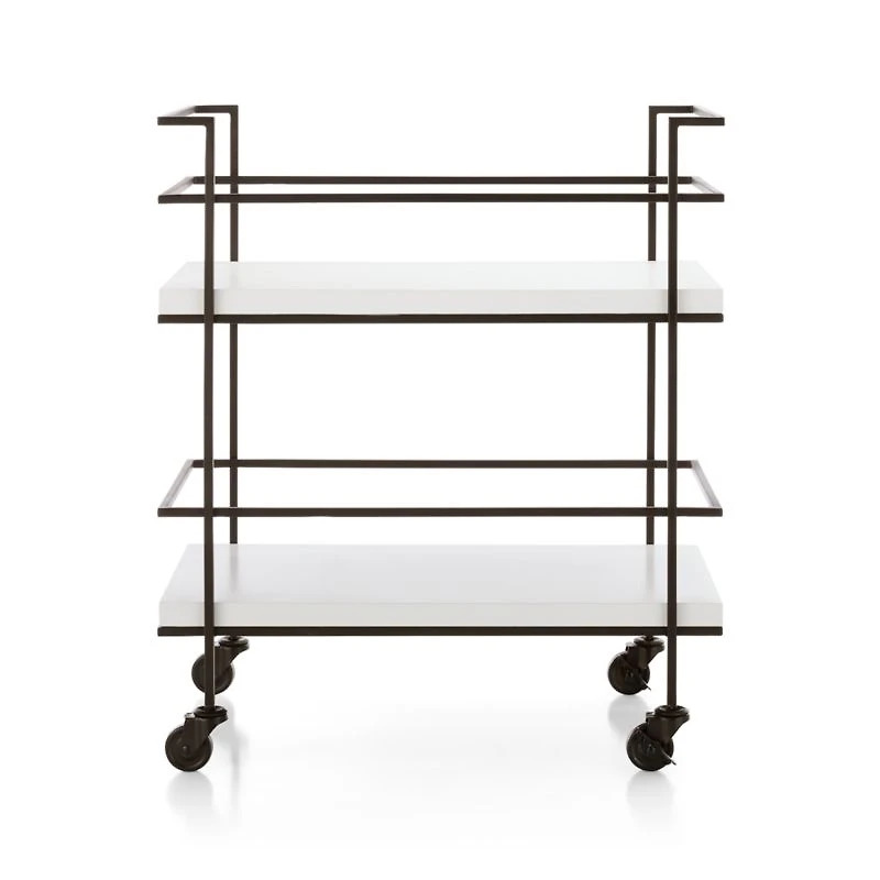 Adina Black Cart with White Concrete Shelves