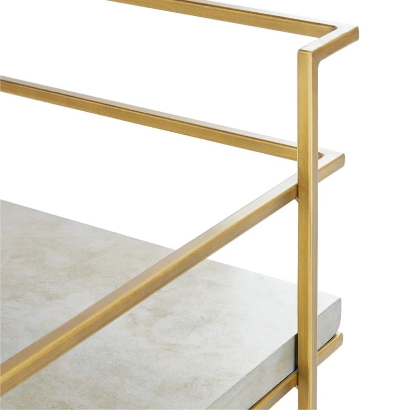 Adina Brass Cart with Silver Leaf Concrete Shelves