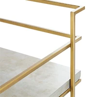 Adina Brass Cart with Silver Leaf Concrete Shelves