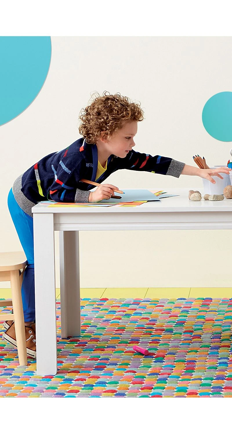 Adjustable White Wood Large Kids Table with 23" Legs