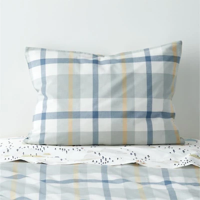 Adventure Organic Cotton Blue Plaid Kids Pillow Sham