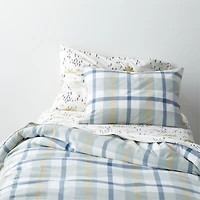 Adventure Organic Cotton Blue Plaid Kids Pillow Sham