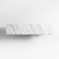 Aeree 72" Natural Oak and Rattan Console Table with Marble Top