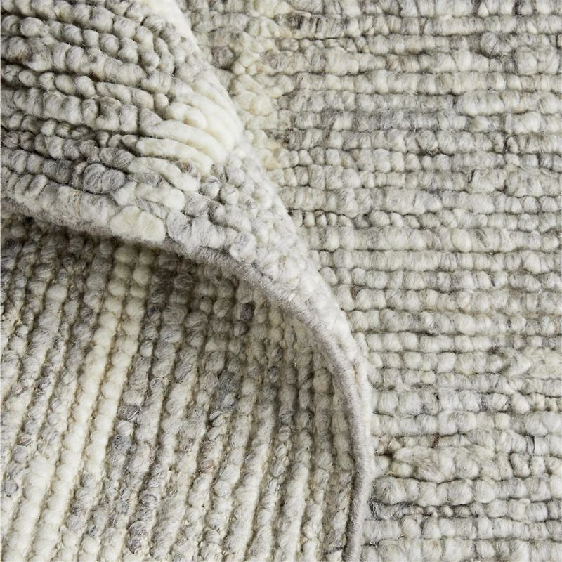 Agen Wool Handwoven Grid Light Grey Area Rug 6'x9'