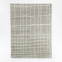 Agen Wool Handwoven Grid Light Grey Area Rug 6'x9'