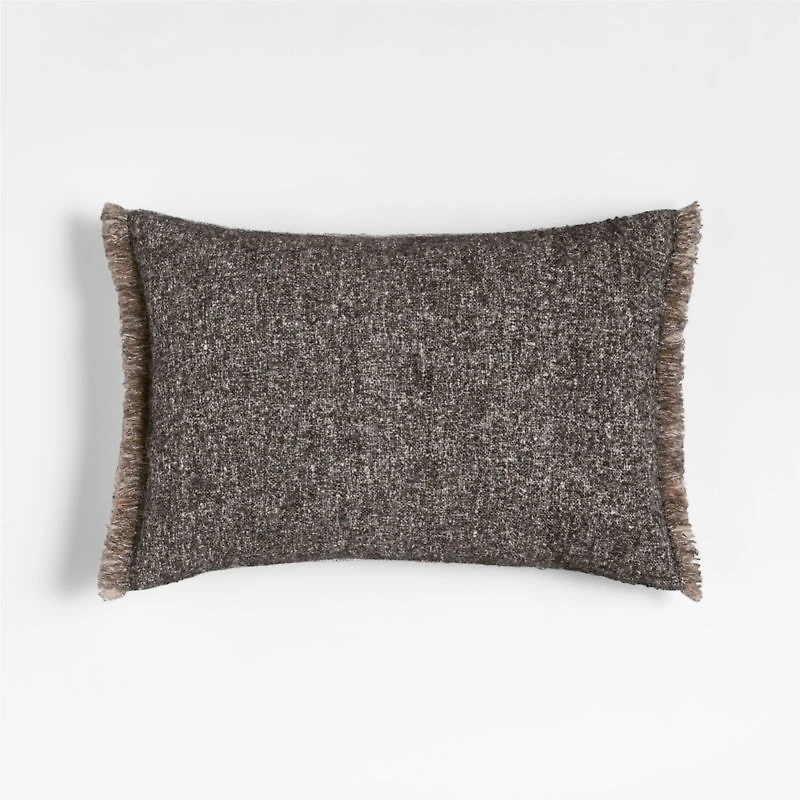 Agnes Woven Wool Blend Fringe Stripe 24"x16" Deep Indigo Throw Pillow with Feather Insert