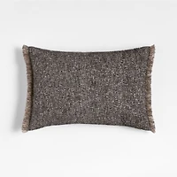 Agnes Woven Wool Blend Fringe Stripe 24"x16" Deep Indigo Throw Pillow with Feather Insert