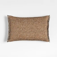 Agnes Woven Wool Blend Fringe Stripe 24"x16" Moroccan Ocher Throw Pillow with Feather Insert