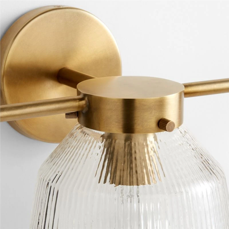 Aiden Ribbed Glass Brass 3-Light Wall Sconce