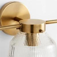 Aiden Ribbed Glass Brass 3-Light Wall Sconce