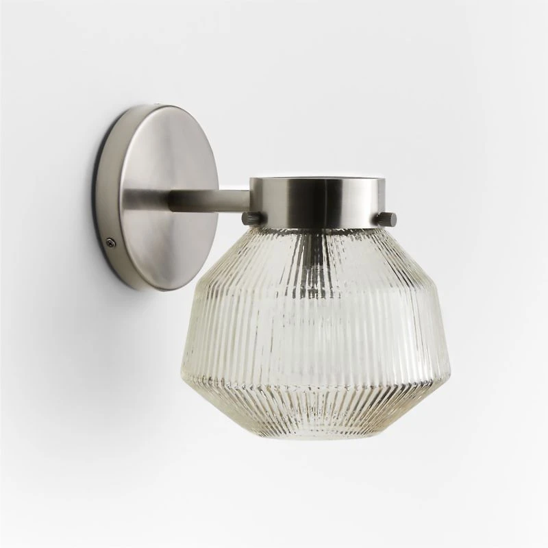 Aiden Ribbed Glass Light Pewter Wall Sconce Light