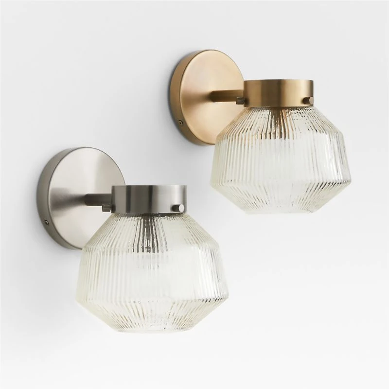 Aiden Ribbed Glass Light Pewter Wall Sconce Light