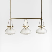 Aiden Ribbed Glass Brass Linear Pendant Light