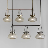 Aiden Ribbed Glass Brass Linear Pendant Light