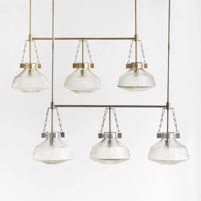 Aiden Ribbed Glass Brass Linear Pendant Light