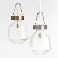 Aiden Ribbed Glass Brass Pendant Light