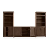 Ainsworth Cocoa 64" Media Center and 2 Towers with Glass/Wood Doors