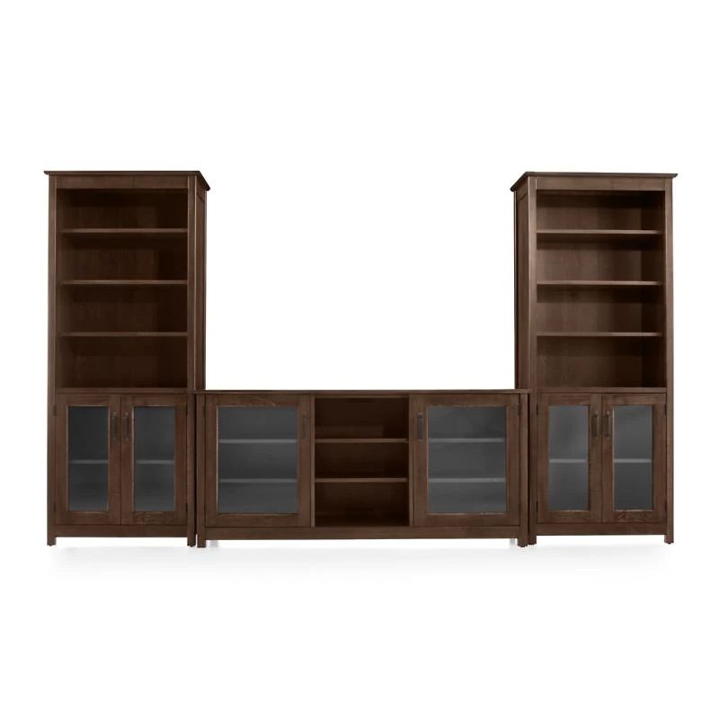 Ainsworth Cocoa 64" Media Center and 2 Towers with Glass/Wood Doors