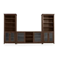 Ainsworth Cocoa 64" Media Center and 2 Towers with Glass/Wood Doors