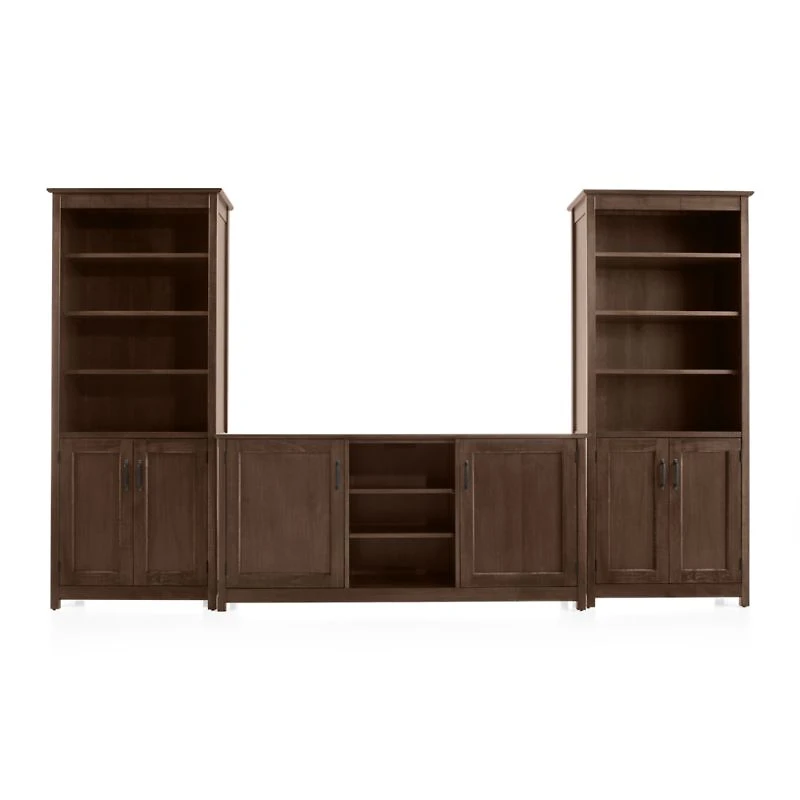 Ainsworth Cocoa 64" Media Center and 2 Towers with Glass/Wood Doors