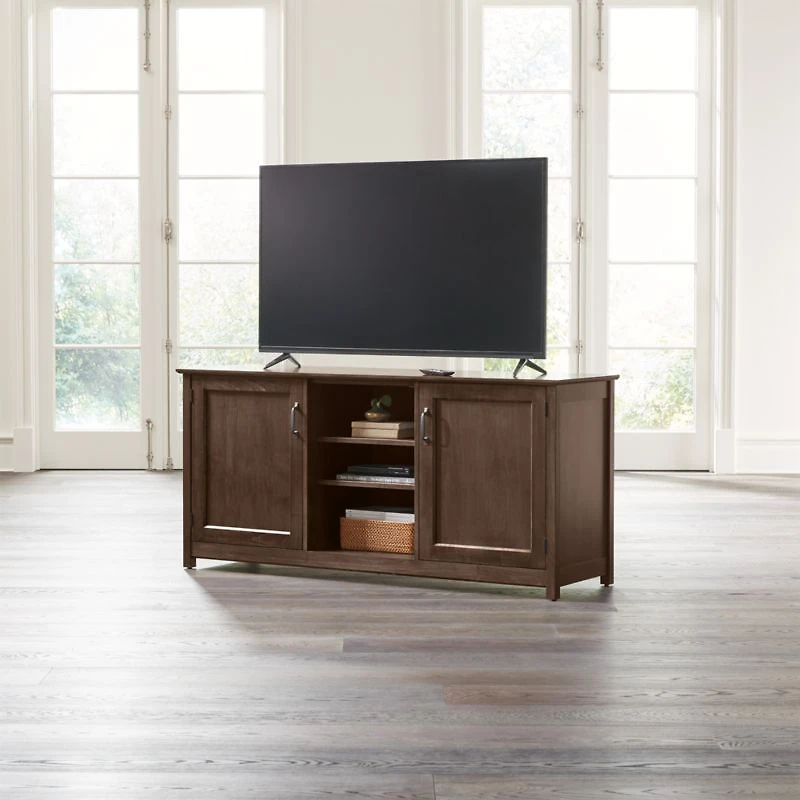 Ainsworth Cocoa 64" Storage Media Console with Glass/Wood Doors