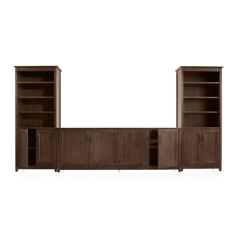 Ainsworth Cocoa 85" Media Center and Two 30" Towers with Glass/Wood Doors