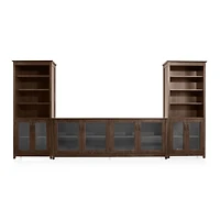 Ainsworth Cocoa 85" Media Center and Two 30" Towers with Glass/Wood Doors
