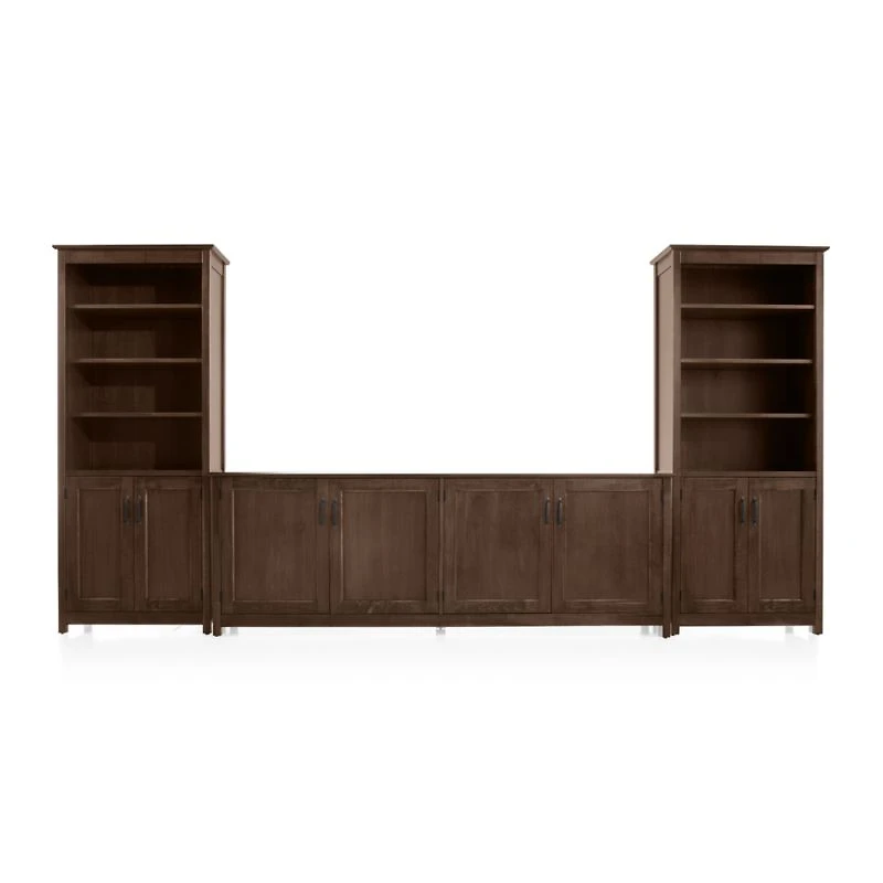 Ainsworth Cocoa 85" Media Center and Two 30" Towers with Glass/Wood Doors