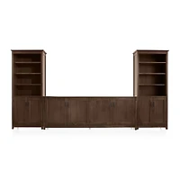 Ainsworth Cocoa 85" Media Center and Two 30" Towers with Glass/Wood Doors