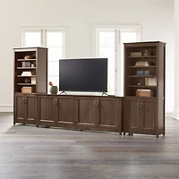 Ainsworth Cocoa 85" Media Center and Two 30" Towers with Glass/Wood Doors