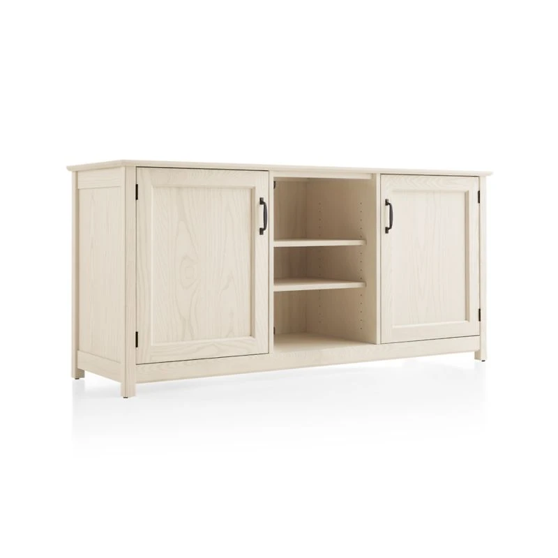 Ainsworth Cream 64" Storage Media Console with Glass/Wood Doors