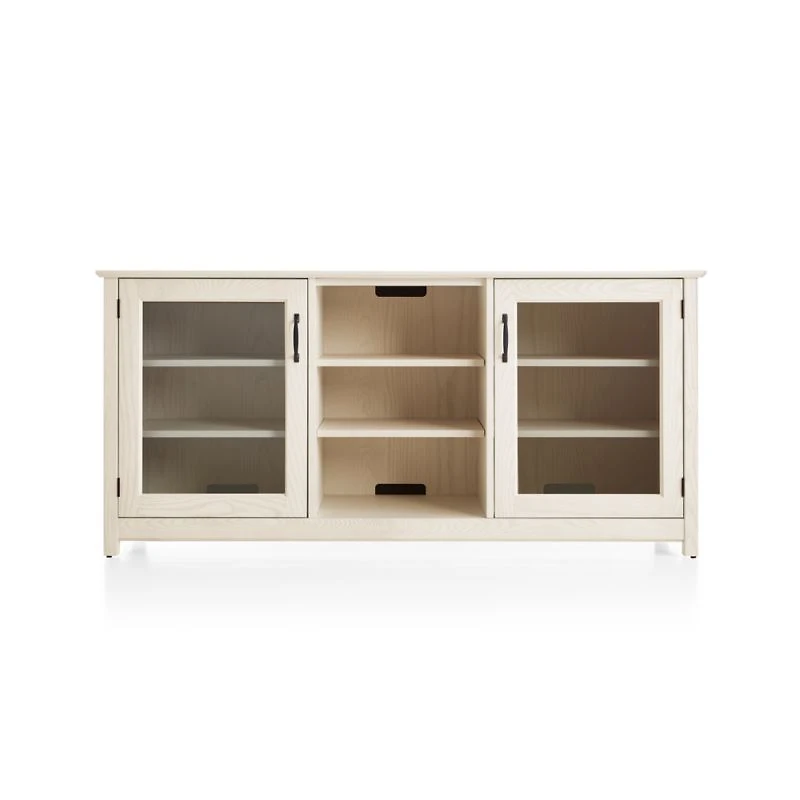 Ainsworth Cream 64" Storage Media Console with Glass/Wood Doors