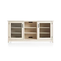 Ainsworth Cream 64" Storage Media Console with Glass/Wood Doors