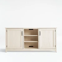 Ainsworth Cream 64" Storage Media Console with Glass/Wood Doors