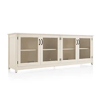 Ainsworth Cream 85" Storage Media Console with Glass/Wood Doors